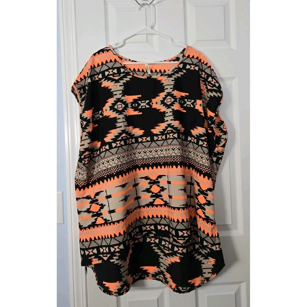 LIVE 4 TRUTH Women's Boho Hi-Lo Blouse Tunic Top Shirt Plus Sz 3X Multicolor‎